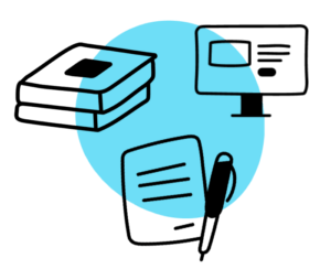 SPI's Free Resource Library logo with icons of a stack of books, a desktop computer, and a paper document with a pen